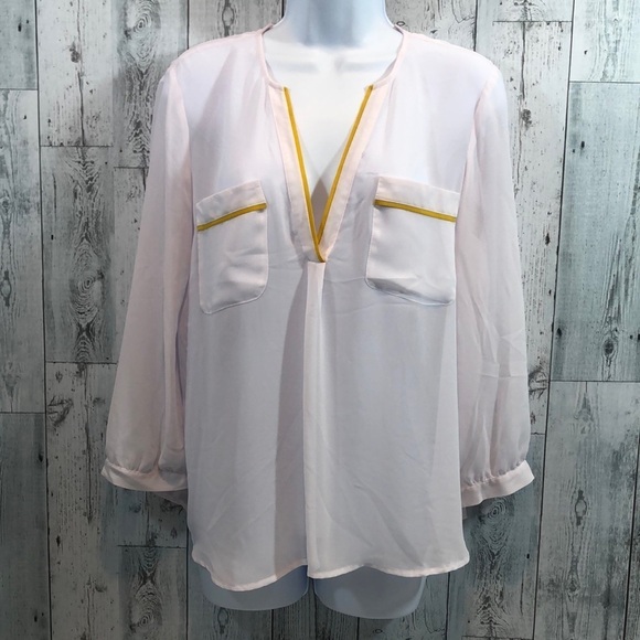 Kensie Sheer V-Neck Blouse Large - Picture 1 of 10